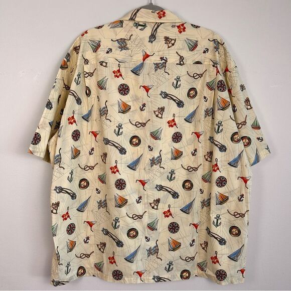 Pacific Legend Voyage Ivory Cotton Men's Hawaiian Shirt - Picture 6 of 13